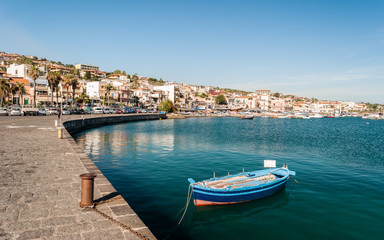 Fototapeta na wymiar The marina of Aci Trezza, small sea village near Catania