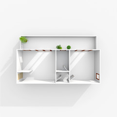 3d interior rendering of empty home apartment