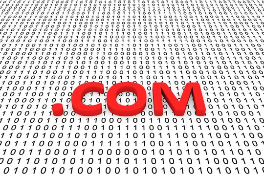 COM presented in the form of binary code, 3D illustration