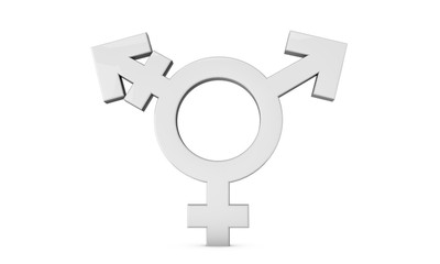 Transsexual symbol on a plain white background. 3D Rendering