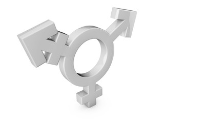 Transsexual symbol on a plain white background. 3D Rendering