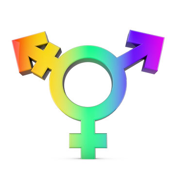 Transsexual Symbol On A Plain White Background. 3D Rendering