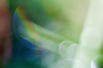 Green background with bright spots. Blurry.