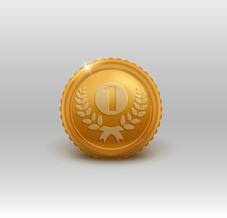 Gold medal for first place. Vector illustration.