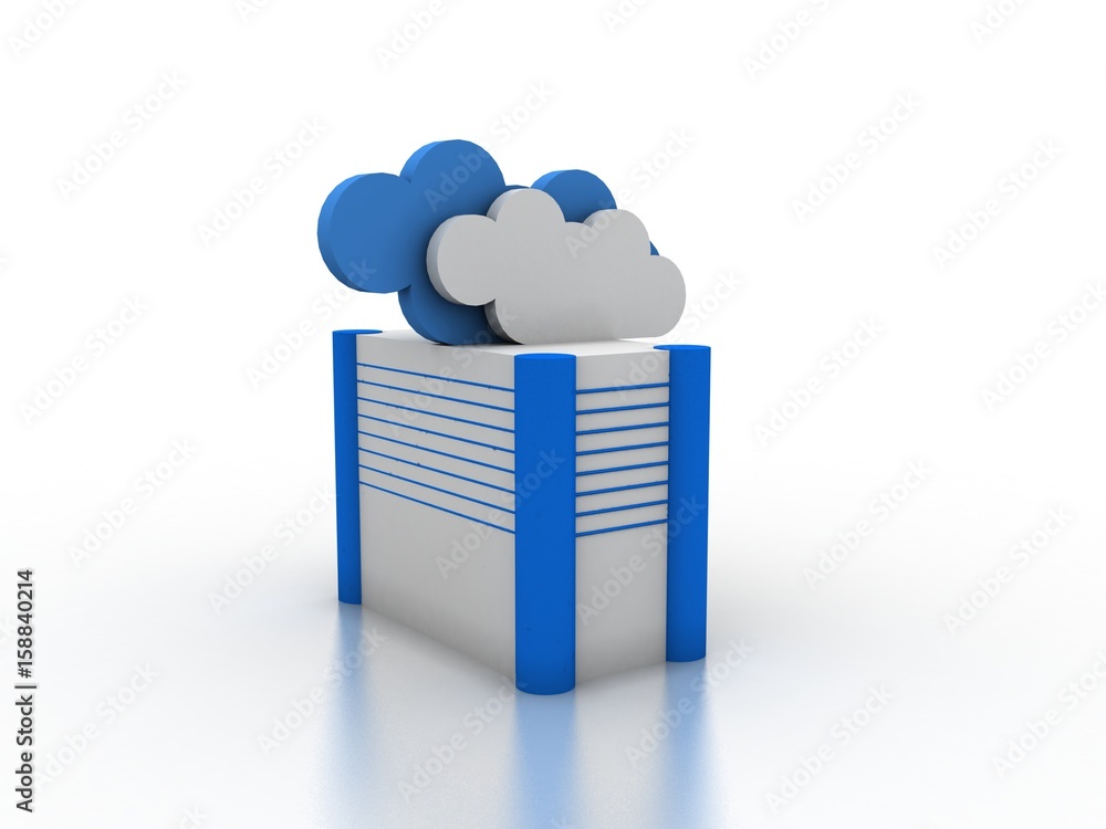 Poster 3d rendering cloud database concept