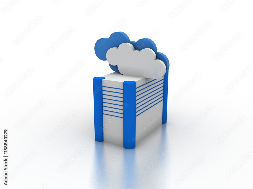 Poster 3d rendering cloud database concept