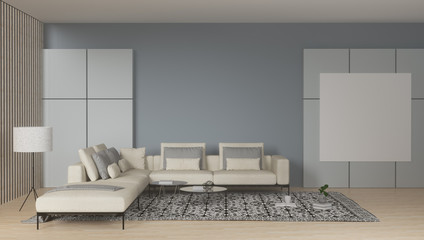 Fototapeta na wymiar furniture and white sofa in the room interior,home interior with armchair minimalist style on the wood floor and clean wall for the art works 3d illustration