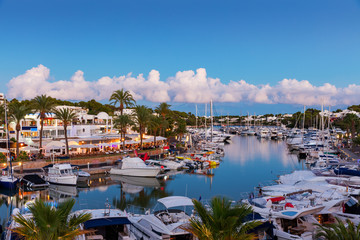 Cala DOr marina precinct at sunset, Mallorca