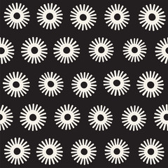 Vector seamless sunburst shapes freehand pattern. Abstract background with round brush strokes. Hand drawn texture