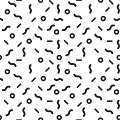 Simple geometric shapes seamless pattern. Black and white geometric.