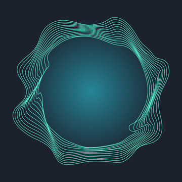 Abstract concentric involute circles on dark turquoise background