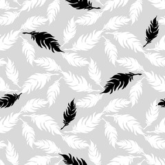 Plakat Seamless vector background with decorative feathers. Cloth design, wallpaper. Textile rapport. 