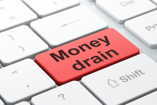 Currency concept: Money Drain on computer keyboard background