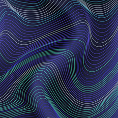 Abstract waves textile imitation background square composition.
