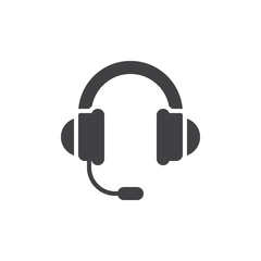 Headset, support icon vector, filled flat sign, solid pictogram isolated on white. Symbol, logo illustration. Pixel perfect