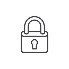 Lock, padlock line icon, outline vector sign, linear style pictogram isolated on white. Password symbol, logo illustration. Editable stroke. Pixel perfect