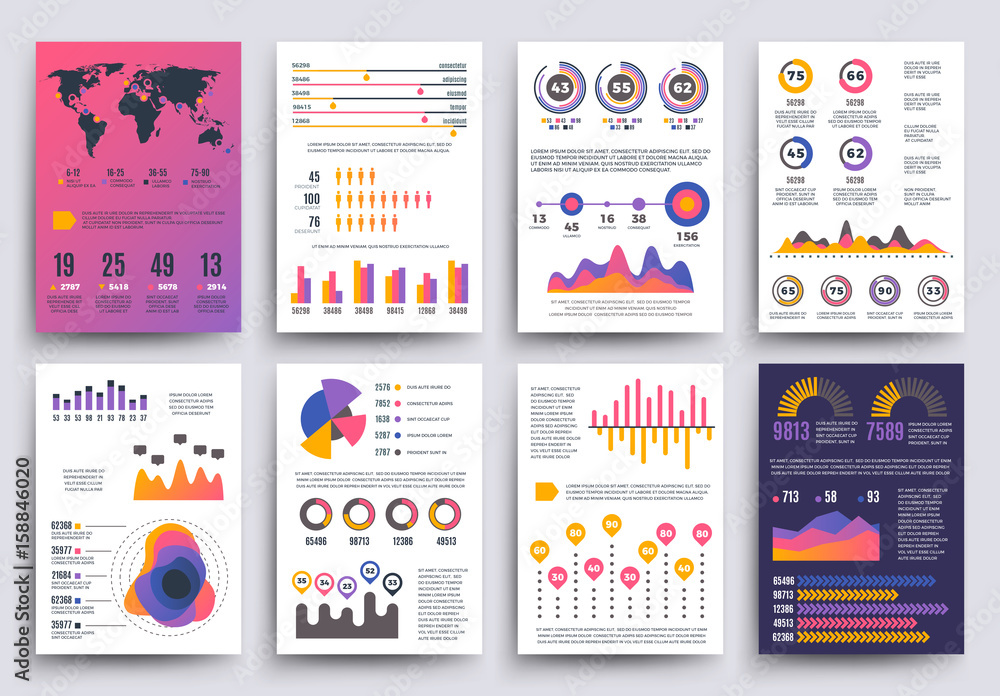 Poster graphical business report vector template with modern style charts and graphs