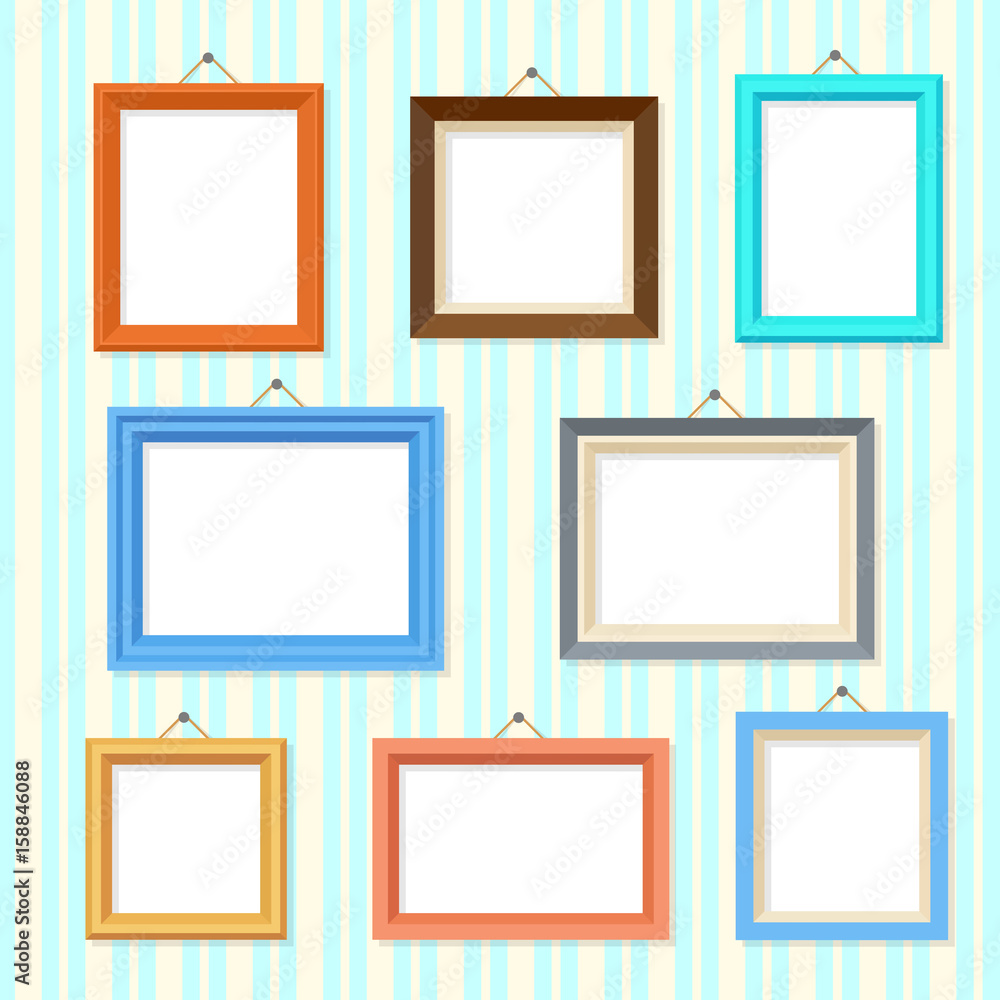 Poster retro picture image cartoon frames vector set