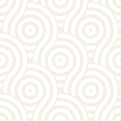 Vector seamless geometric pattern composed with circles and lines. Modern stylish rounded stripes texture. Repeating abstract background