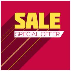 Sale Poster with Long Shadow. Sale and discounts template, flyer, sale background. illustration