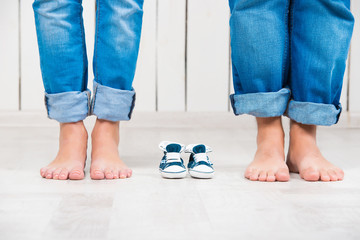 Waiting of baby. Pregnant woman, pregnancy, motherhood. Happy family. Mom's, Dad's and baby's...