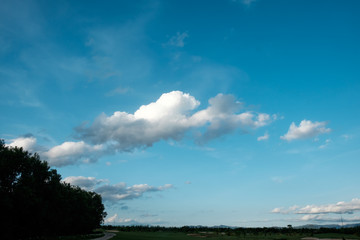 Fototapeta na wymiar white cloud on blue sky over land