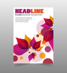 Brochure flyer  template with abstract flowers. Can be use for publishing, print and presentation.  Vector.  Eps 10