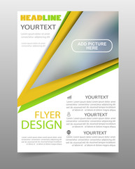 Green and yellow business brochure flyer design template. Can be use for publishing, print and presentation. Vector. Eps 10