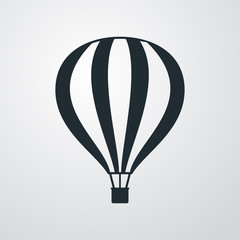 Naklejka premium Icono plano globo aerostatico en fondo degradado