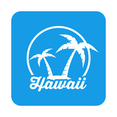 Obraz premium Icono plano Hawaii en cuadrado azul