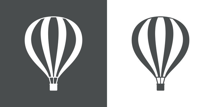 Icono plano globo aerostatico gris y blanco