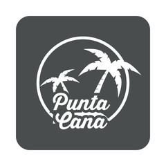 Fototapeta na wymiar Icono plano Punta Cana en cuadrado gris