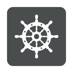 Icono plano timon en cuadrado gris