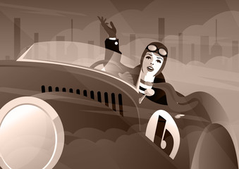 The stylish woman in a sports car.