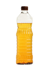 Used palm oil in bottle isolated on white background