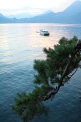 Sun goes down in Varenna at Lake Como, Lombardy Italy 