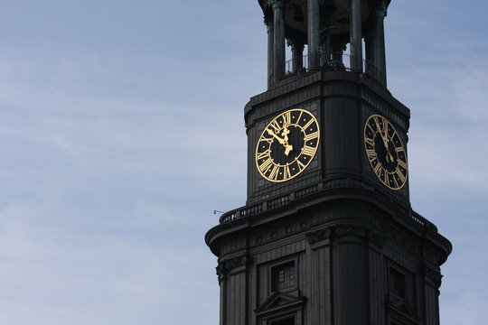 Details on St. michaelis church in Hamburg city in Germany