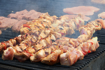Skewers on the grill