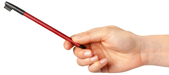 woman hand holding face brush