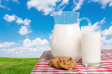 Milk on a table with a natural background