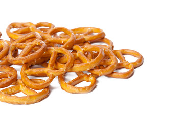 glazed and salted pretzels isolated on white background