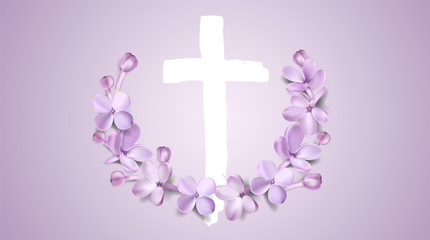 Obraz premium Pastel background with lilac flowers.