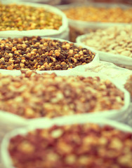 Spices in bags on the Indian market