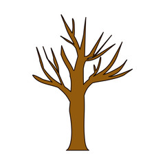 white background with dry tree with thick contour vector illustration