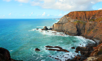 Beautiful West Coast of Algarve between Praia do Amado and Cabo de Sao Vincente (Costa Vicentina)