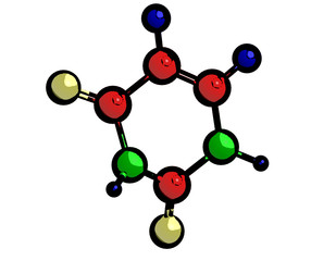 Obraz premium Molecular structure of uracil, 3D rendering