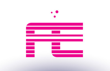 fe f e pink purple line stripe alphabet letter logo vector template