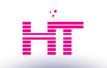 ht h t pink purple line stripe alphabet letter logo vector template