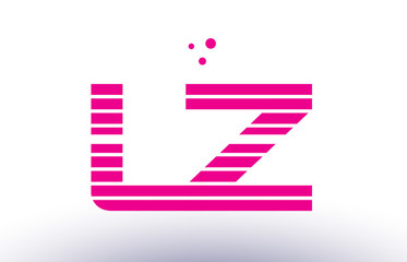 lz l z pink purple line stripe alphabet letter logo vector template