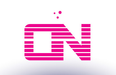 on o n pink purple line stripe alphabet letter logo vector template